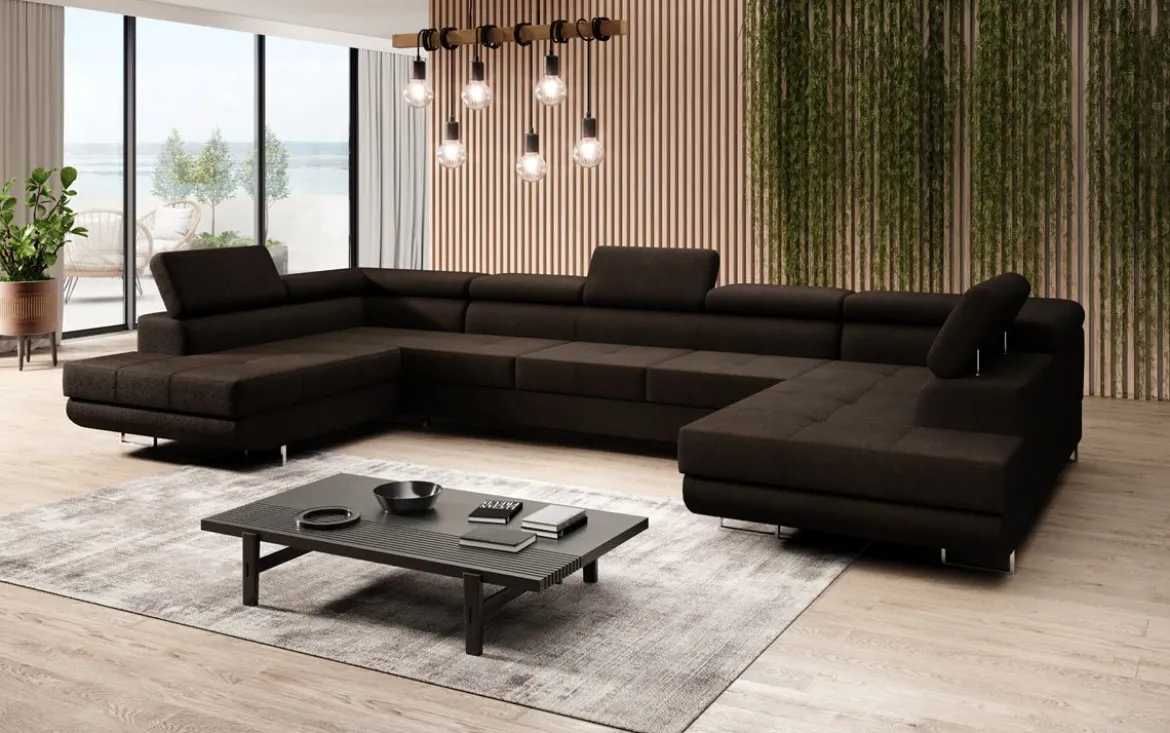 Designer Sofa Taormina mit Schlaf- und Klappfunktion in Bouclé