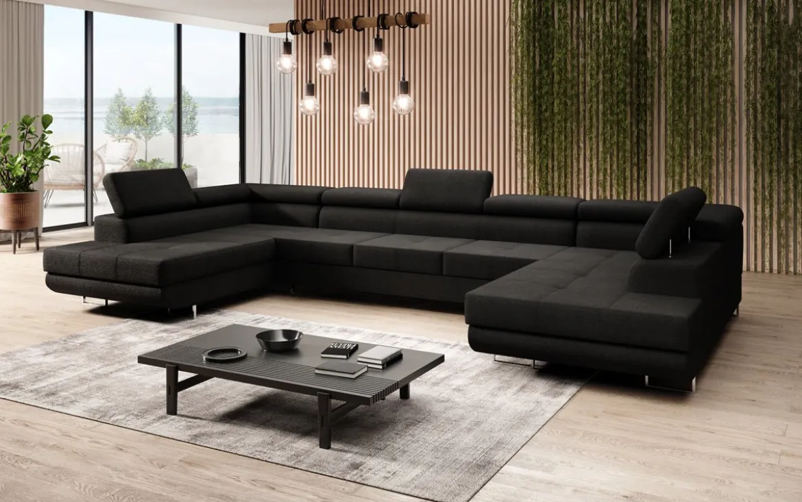 Designer Sofa Taormina mit Schlaf- und Klappfunktion in Bouclé
