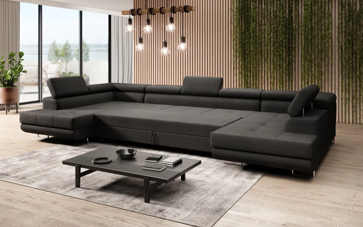 Designer Sofa Taormina mit Schlaf- und Klappfunktion in Bouclé