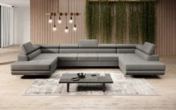 Designer Sofa Taormina mit Schlaf- und Klappfunktion in Bouclé