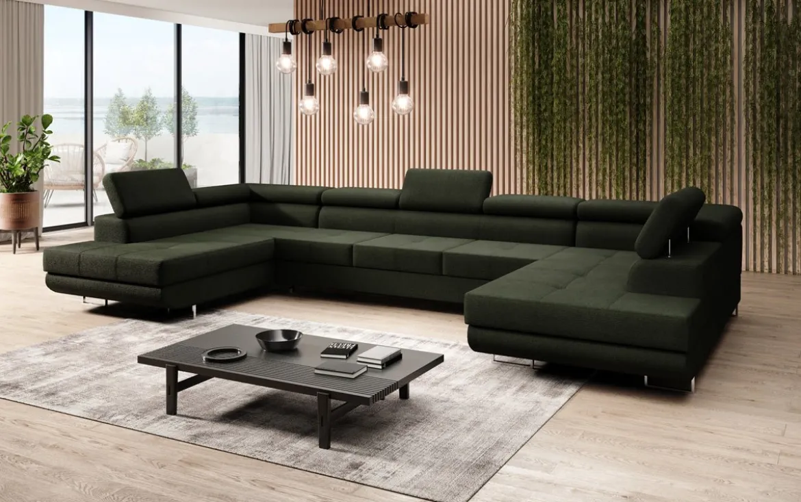Designer Sofa Taormina mit Schlaf- und Klappfunktion in Bouclé