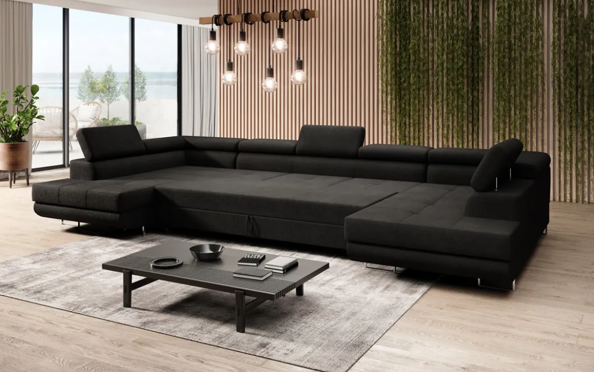 Designer Sofa Taormina mit Schlaf- und Klappfunktion in Bouclé