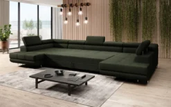 Designer Sofa Taormina mit Schlaf- und Klappfunktion in Bouclé