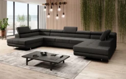 Designer Sofa Taormina mit Schlaf- und Klappfunktion in Bouclé
