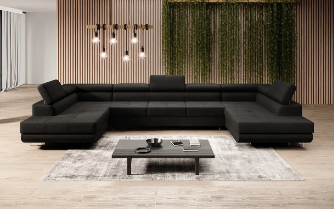 Designer Sofa Taormina mit Schlaf- und Klappfunktion in Bouclé
