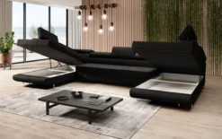 Designer Sofa Taormina mit Schlaf- und Klappfunktion in Bouclé
