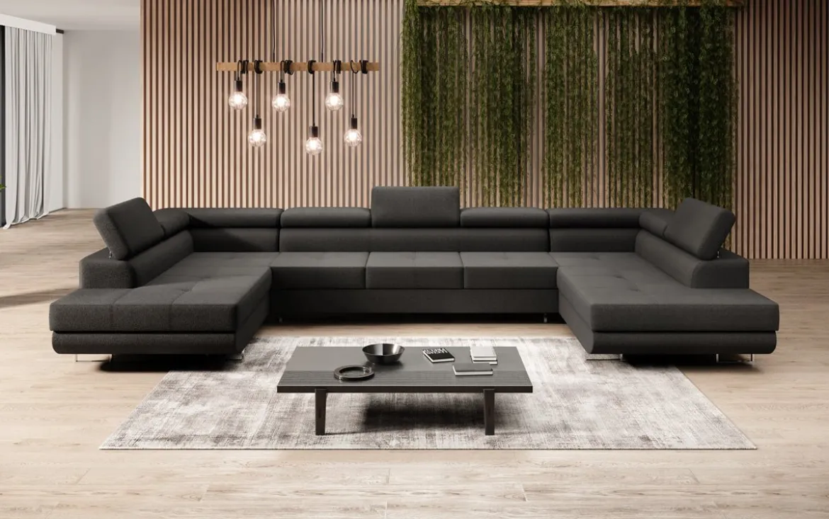 Designer Sofa Taormina mit Schlaf- und Klappfunktion in Bouclé