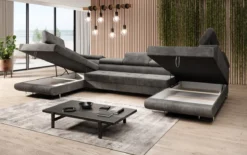 Designer Sofa Taormina mit Schlaf- und Klappfunktion in Cord