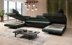 Designer Sofa Taormina mit Schlaf- und Klappfunktion in Cord