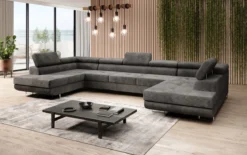 Designer Sofa Taormina mit Schlaf- und Klappfunktion in Cord