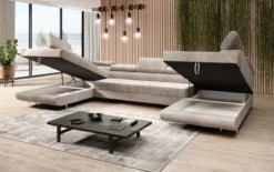 Designer Sofa Taormina mit Schlaf- und Klappfunktion in Cord