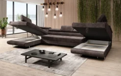 Designer Sofa Taormina mit Schlaf- und Klappfunktion in Cord