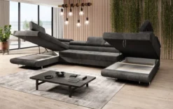Designer Sofa Taormina mit Schlaf- und Klappfunktion in Cord