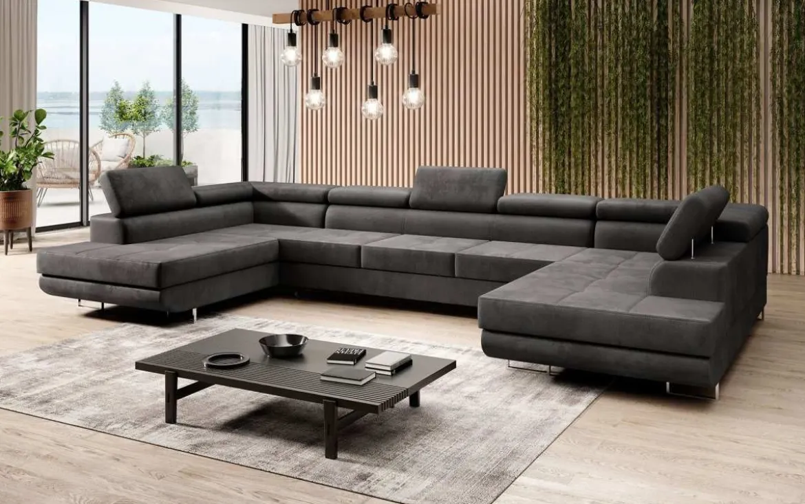 Designer Sofa Taormina mit Schlaf- und Klappfunktion in Samt