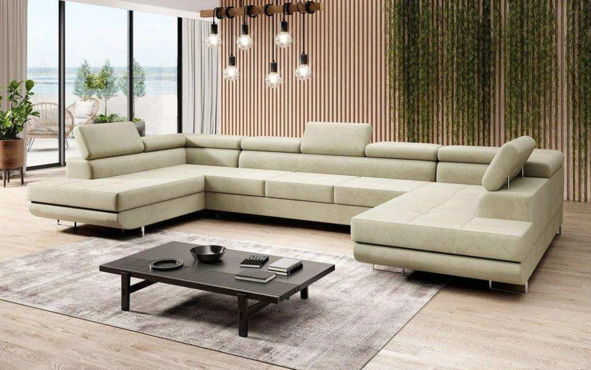 Designer Sofa Taormina mit Schlaf- und Klappfunktion in Samt