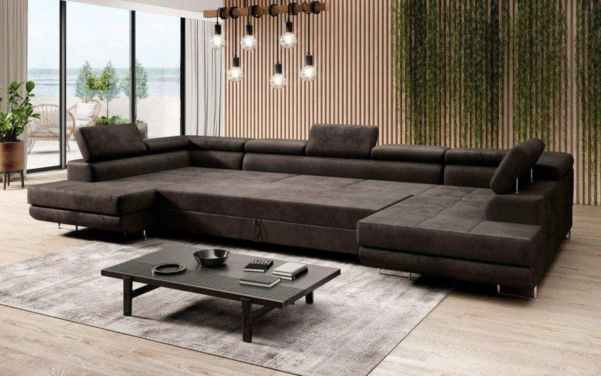 Designer Sofa Taormina mit Schlaf- und Klappfunktion in Samt