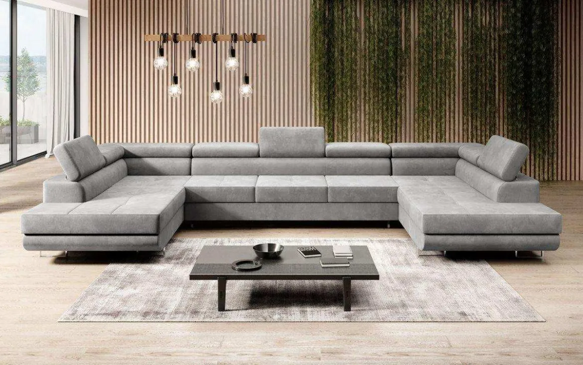 Designer Sofa Taormina mit Schlaf- und Klappfunktion in Samt