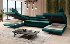 Designer Sofa Taormina mit Schlaf- und Klappfunktion in Samt