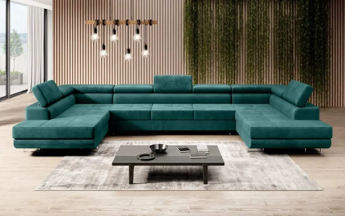 Designer Sofa Taormina mit Schlaf- und Klappfunktion in Samt
