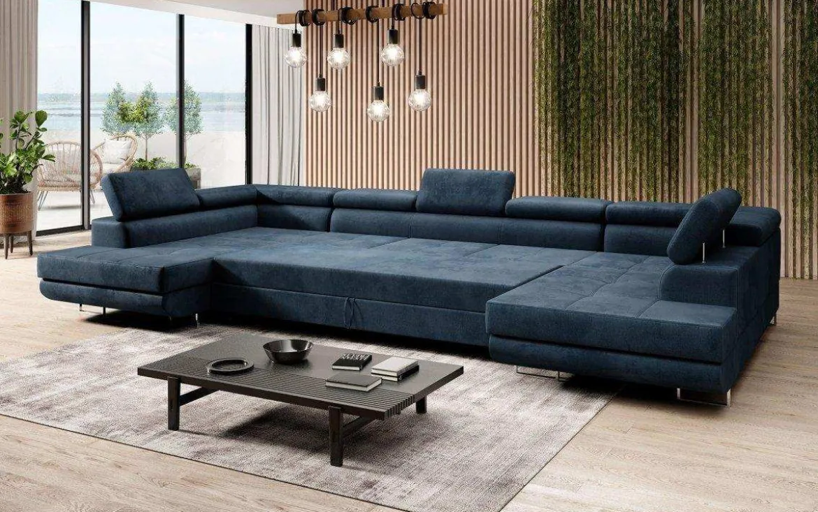 Designer Sofa Taormina mit Schlaf- und Klappfunktion in Samt