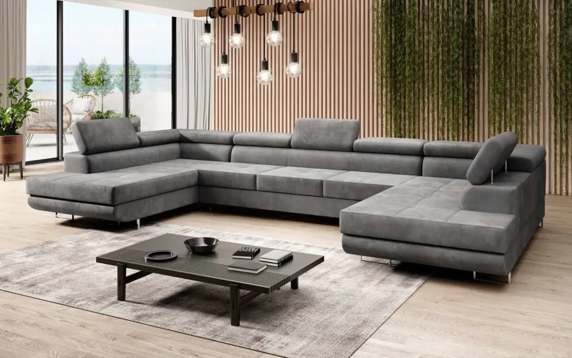 Designer Sofa Taormina mit Schlaf- und Klappfunktion in Samt