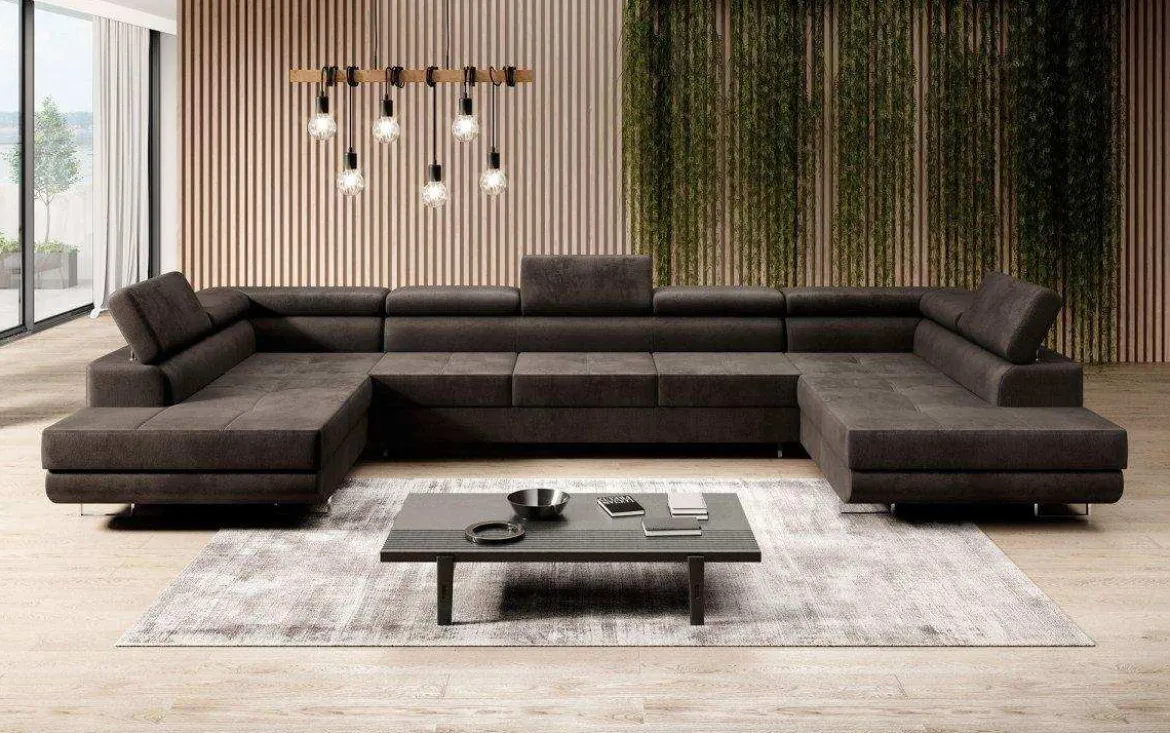 Designer Sofa Taormina mit Schlaf- und Klappfunktion in Samt