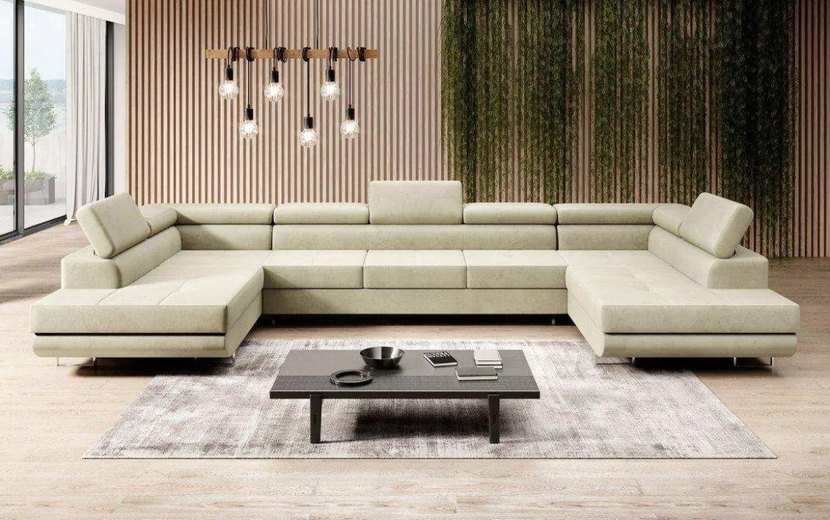 Designer Sofa Taormina mit Schlaf- und Klappfunktion in Samt