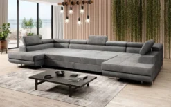 Designer Sofa Taormina mit Schlaf- und Klappfunktion in Samt