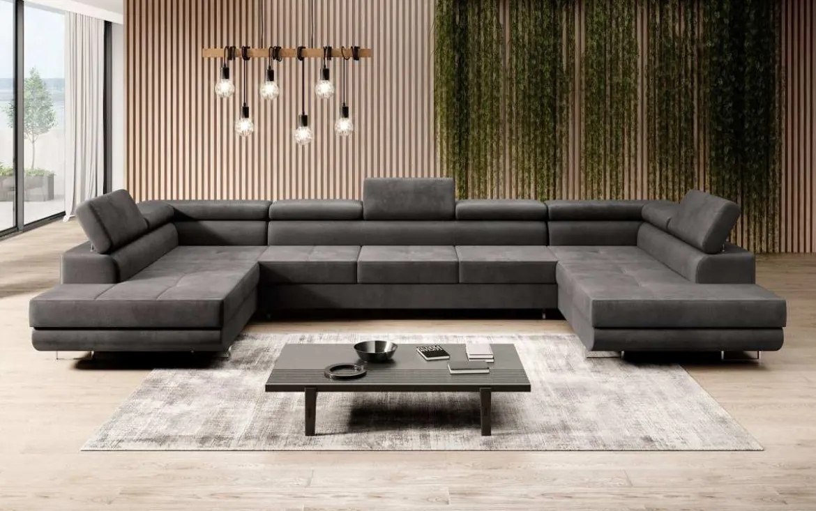 Designer Sofa Taormina mit Schlaf- und Klappfunktion in Samt