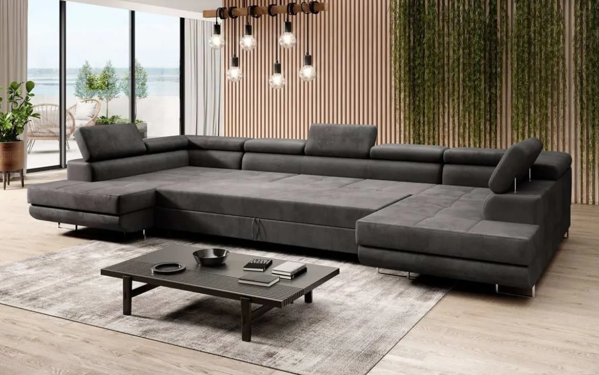 Designer Sofa Taormina mit Schlaf- und Klappfunktion in Samt