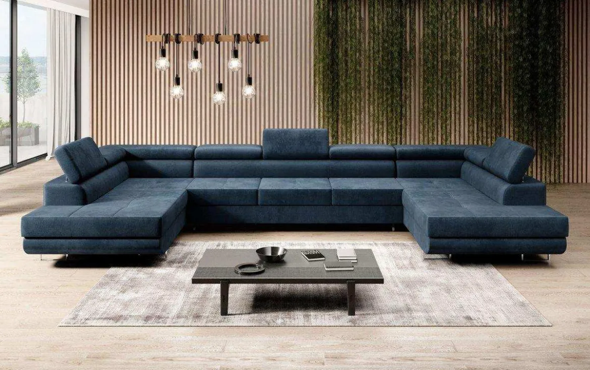 Designer Sofa Taormina mit Schlaf- und Klappfunktion in Samt