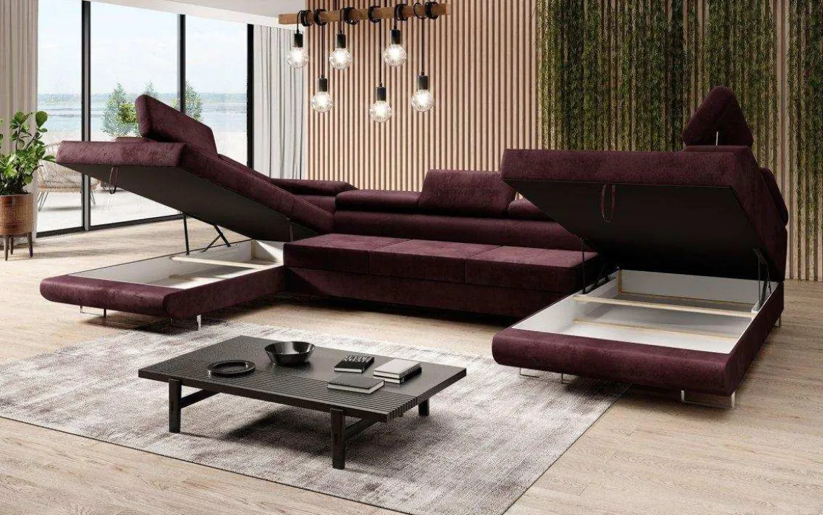 Designer Sofa Taormina mit Schlaf- und Klappfunktion in Samt