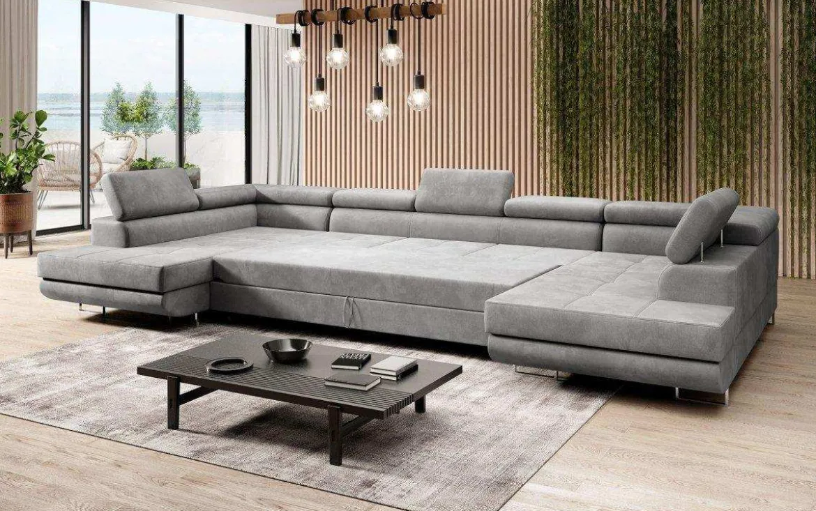 Designer Sofa Taormina mit Schlaf- und Klappfunktion in Samt