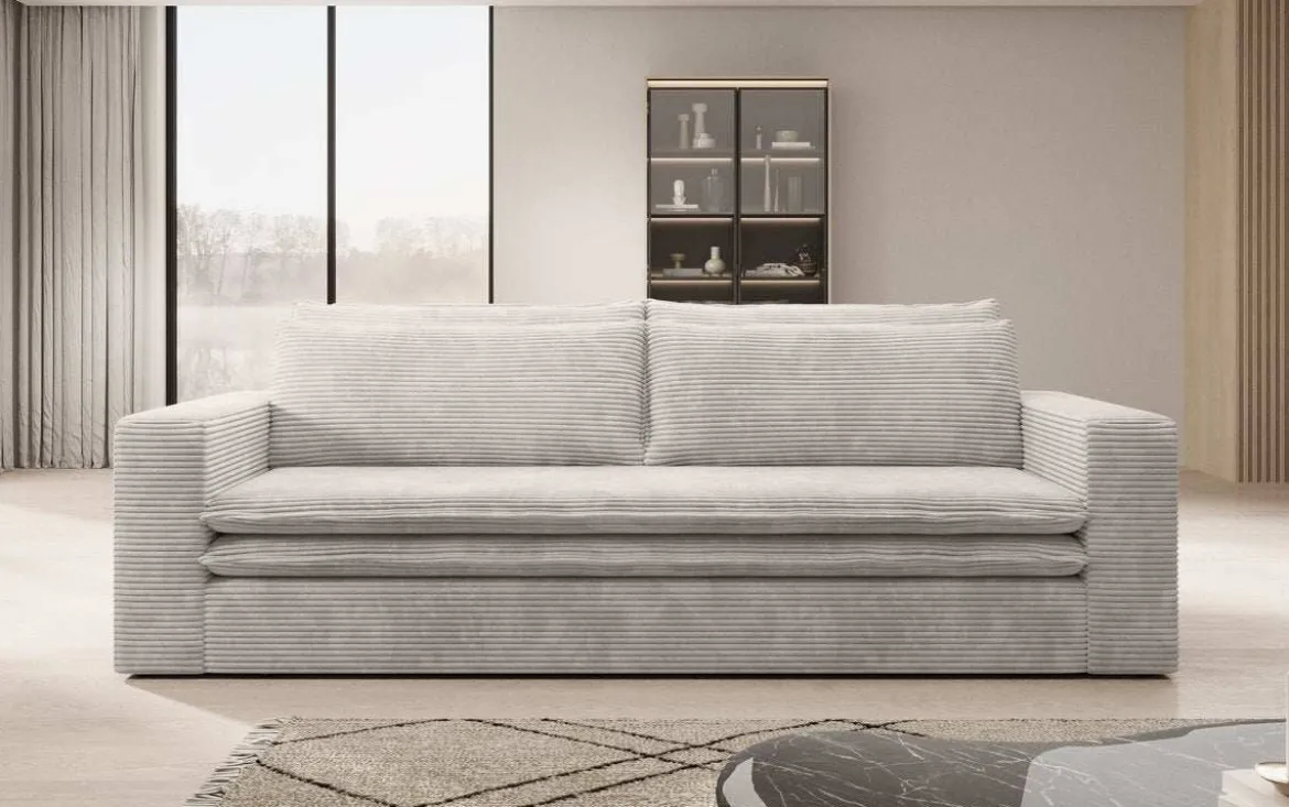 Designer Sofa Tilo mit Schlaf- und Klappfunktion aus Cord