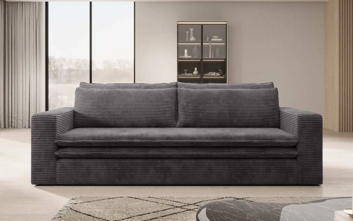Designer Sofa Tilo mit Schlaf- und Klappfunktion aus Cord
