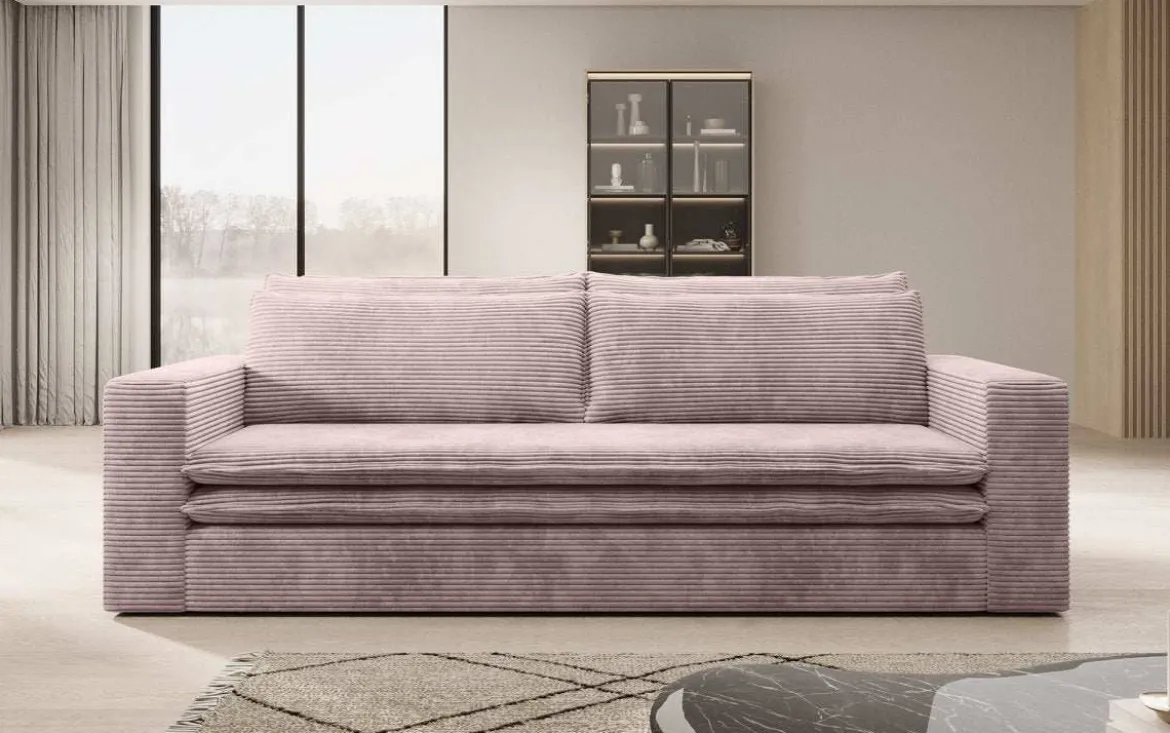 Designer Sofa Tilo mit Schlaf- und Klappfunktion aus Cord