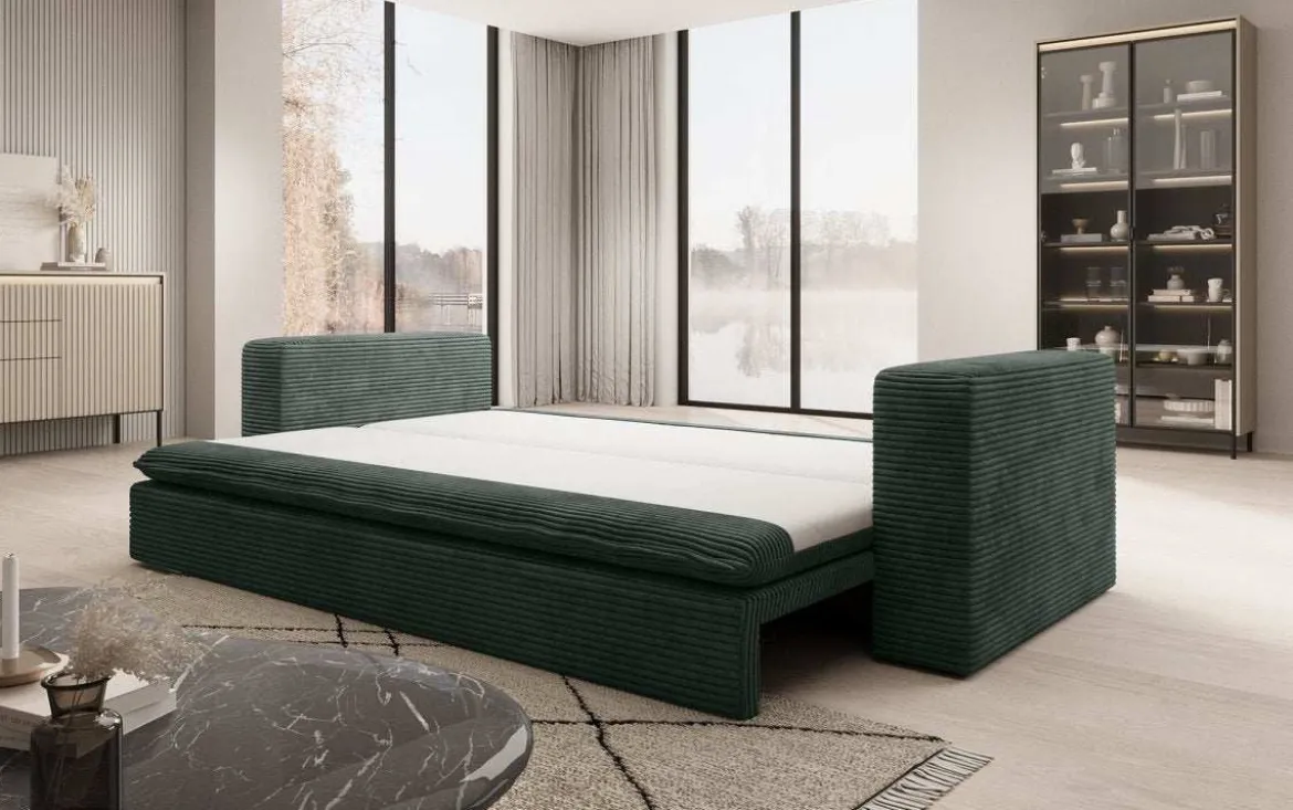 Designer Sofa Tilo mit Schlaf- und Klappfunktion aus Cord