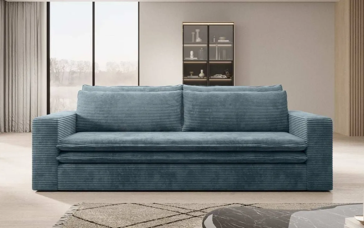 Designer Sofa Tilo mit Schlaf- und Klappfunktion aus Cord