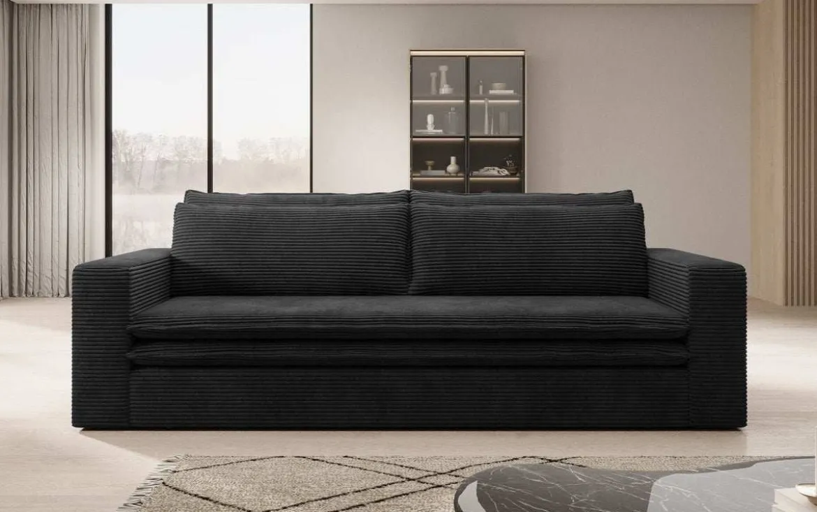 Designer Sofa Tilo mit Schlaf- und Klappfunktion aus Cord