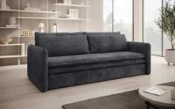 Designer Sofa Tilo Slim mit Schlaf- und Klappfunktion aus Cord