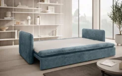 Designer Sofa Tilo Slim mit Schlaf- und Klappfunktion aus Cord