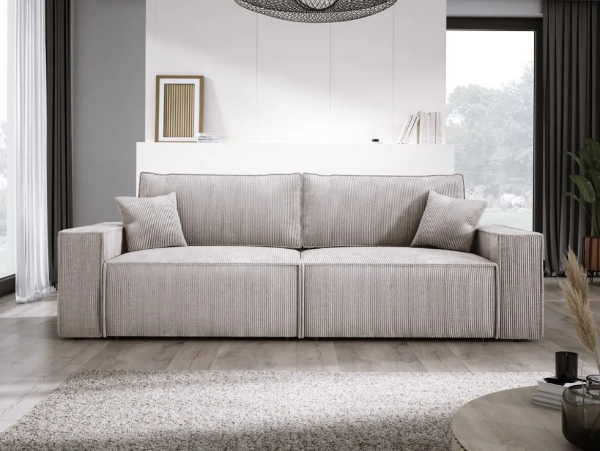 Designer Sofa Velanova 3 Sitzer Cord mit Schlaf- und Klappfunktion