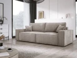 Designer Sofa Velanova 3 Sitzer Cord mit Schlaf- und Klappfunktion