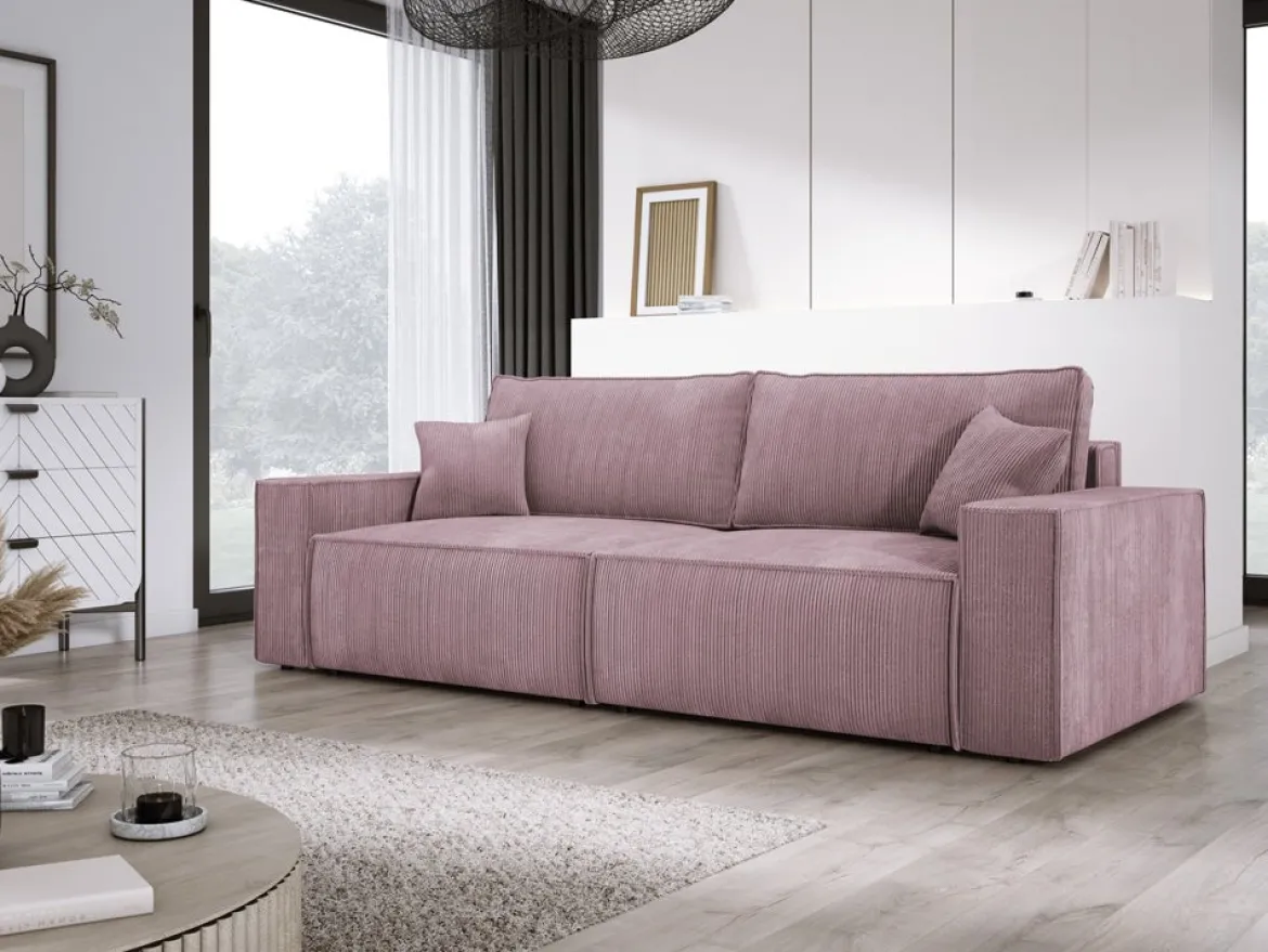 Designer Sofa Velanova 3 Sitzer Cord mit Schlaf- und Klappfunktion