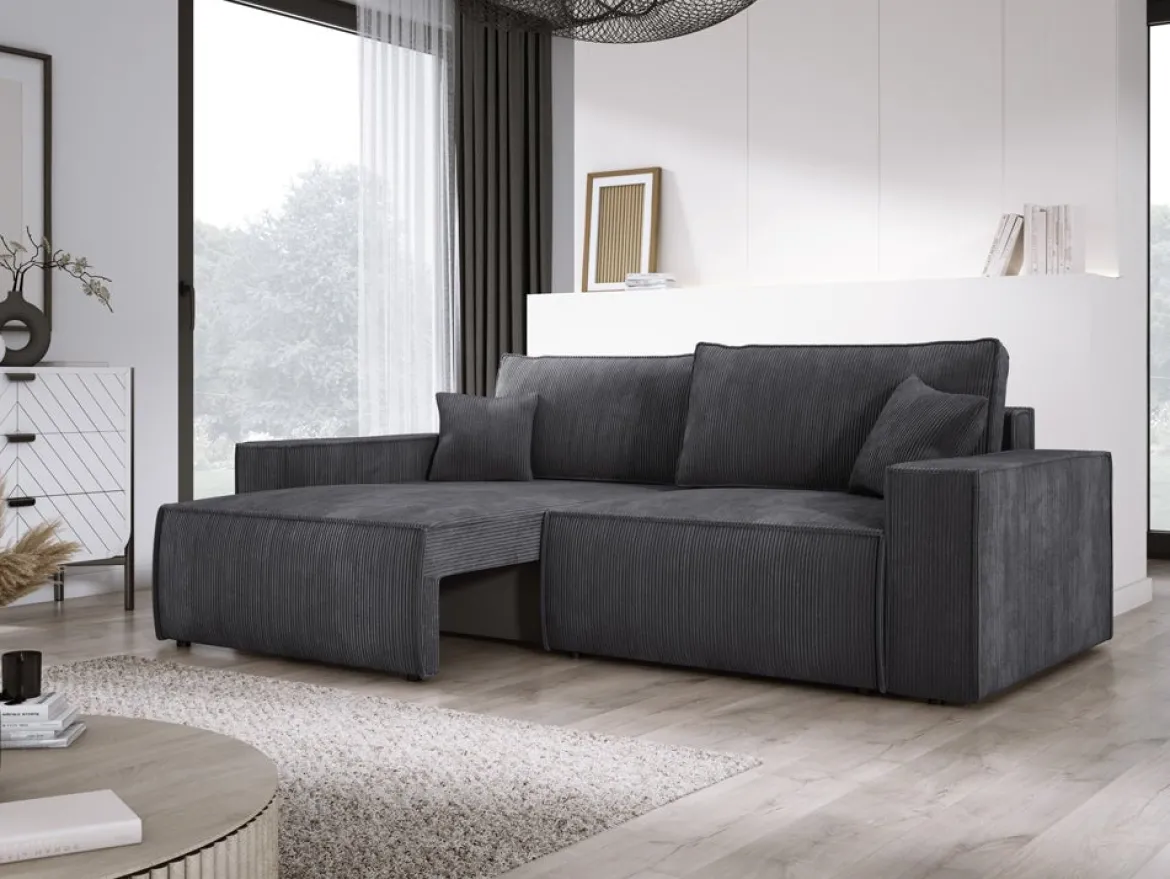 Designer Sofa Velanova 3 Sitzer Cord mit Schlaf- und Klappfunktion
