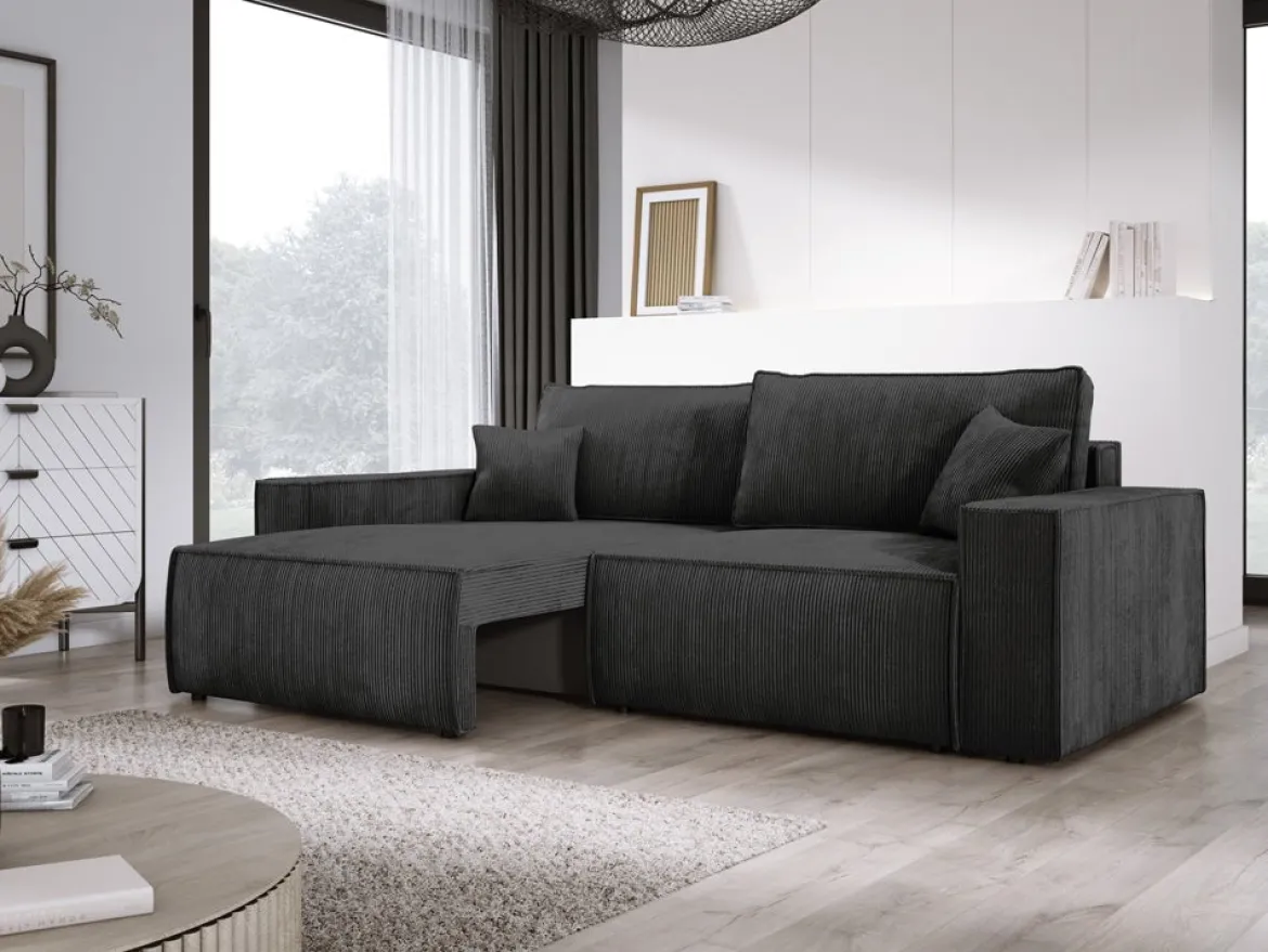 Designer Sofa Velanova 3 Sitzer Cord mit Schlaf- und Klappfunktion