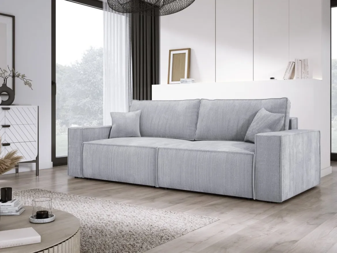 Designer Sofa Velanova 3 Sitzer Cord mit Schlaf- und Klappfunktion