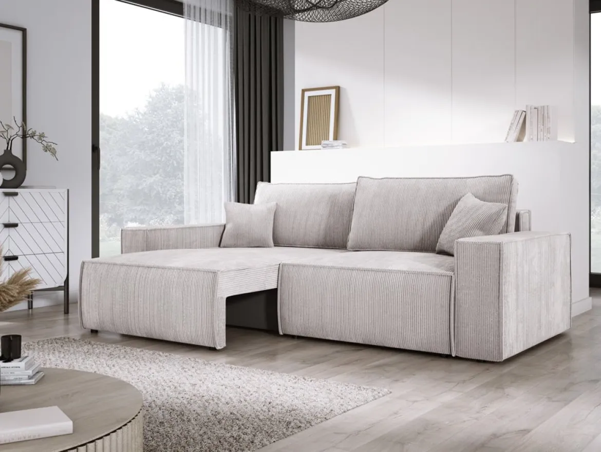Designer Sofa Velanova 3 Sitzer Cord mit Schlaf- und Klappfunktion