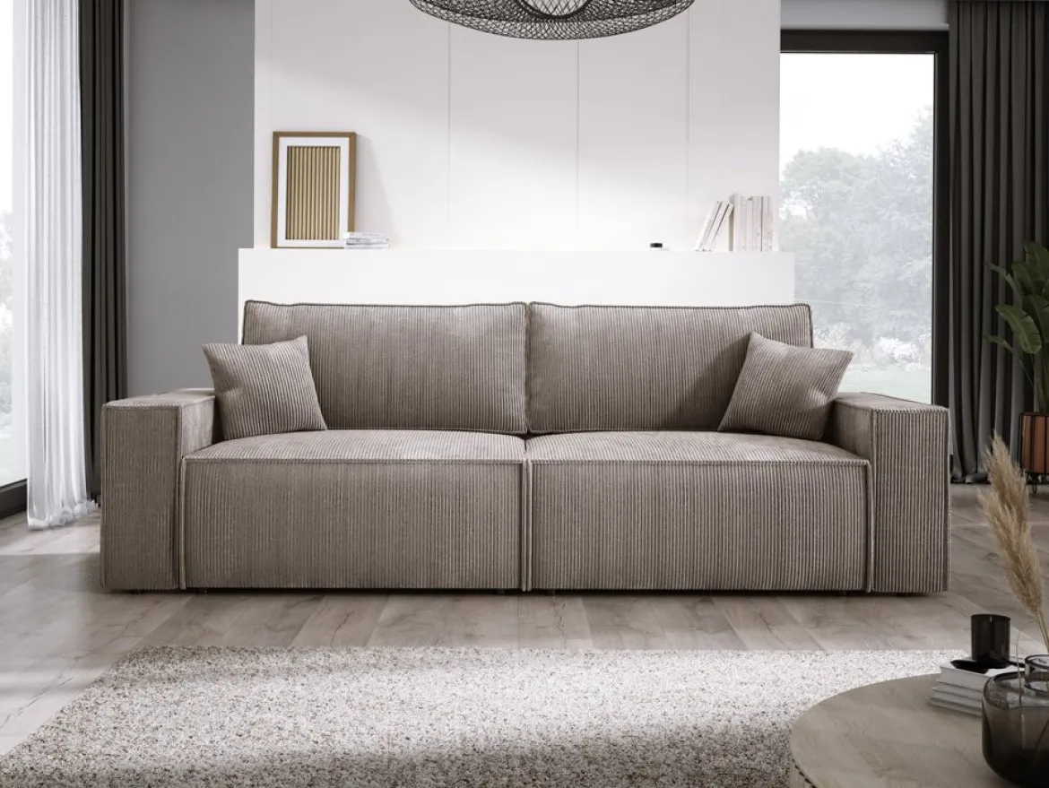Designer Sofa Velanova 3 Sitzer Cord mit Schlaf- und Klappfunktion