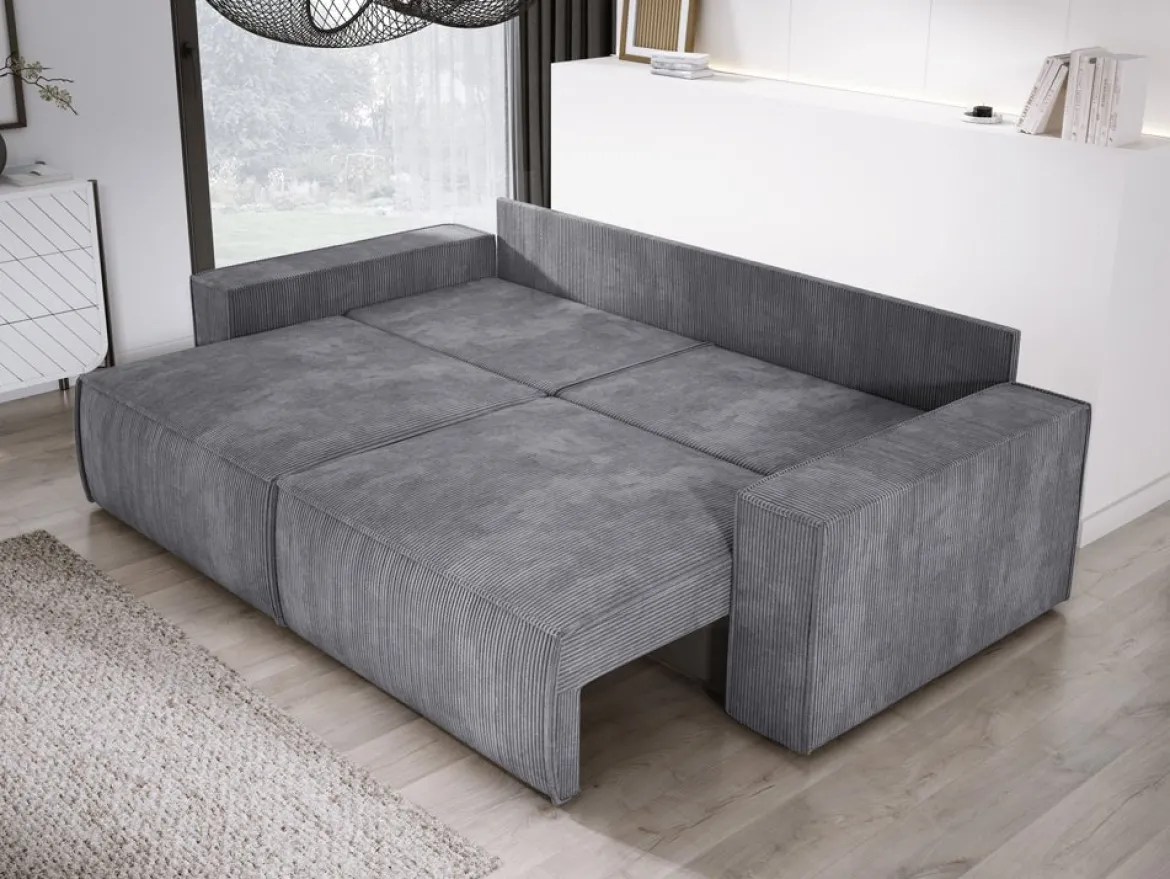 Designer Sofa Velanova 3 Sitzer Cord mit Schlaf- und Klappfunktion